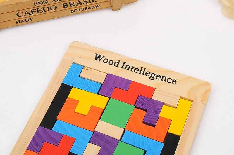 Hot Sale Colorful Wooden Tangram Brain Teaser Puzzle Toys Tetris Game Intellectual Educational Toy Gift for Kids Children | Игрушки и