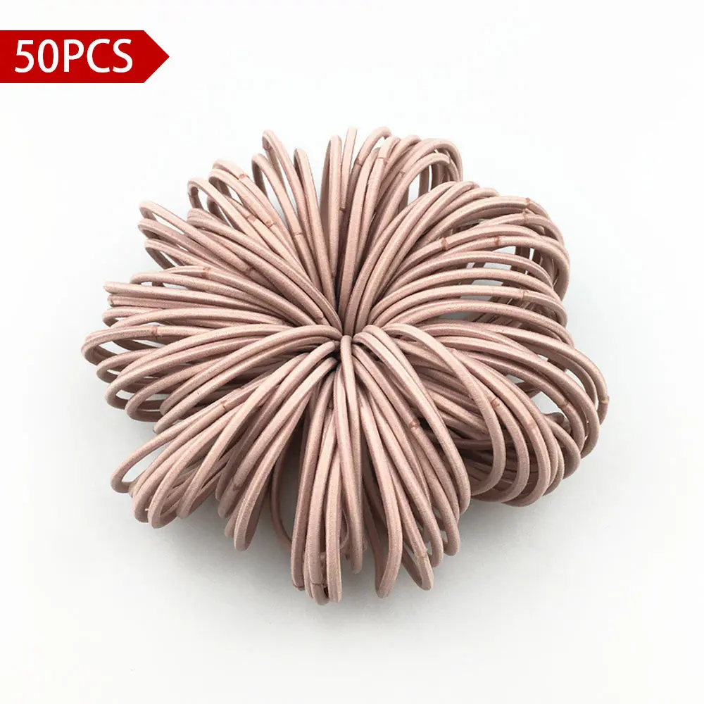 2-50PCS 50 шт./лот модная эластичная, для волос резинки Для женщин девочек резинки для волос милый лента для прически «конский хвост» Аксессуары для волос - Цвет: 2-50PCS