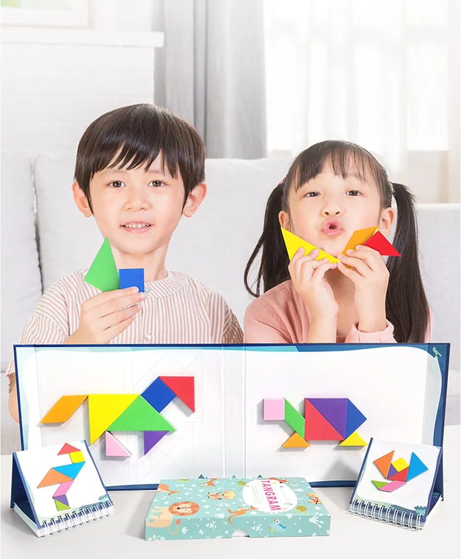 Магнитные интеллектуальные Развивающие головоломки Игрушки Tangram 7 частей EVA 3D Головоломка обучающая игра для детского декора