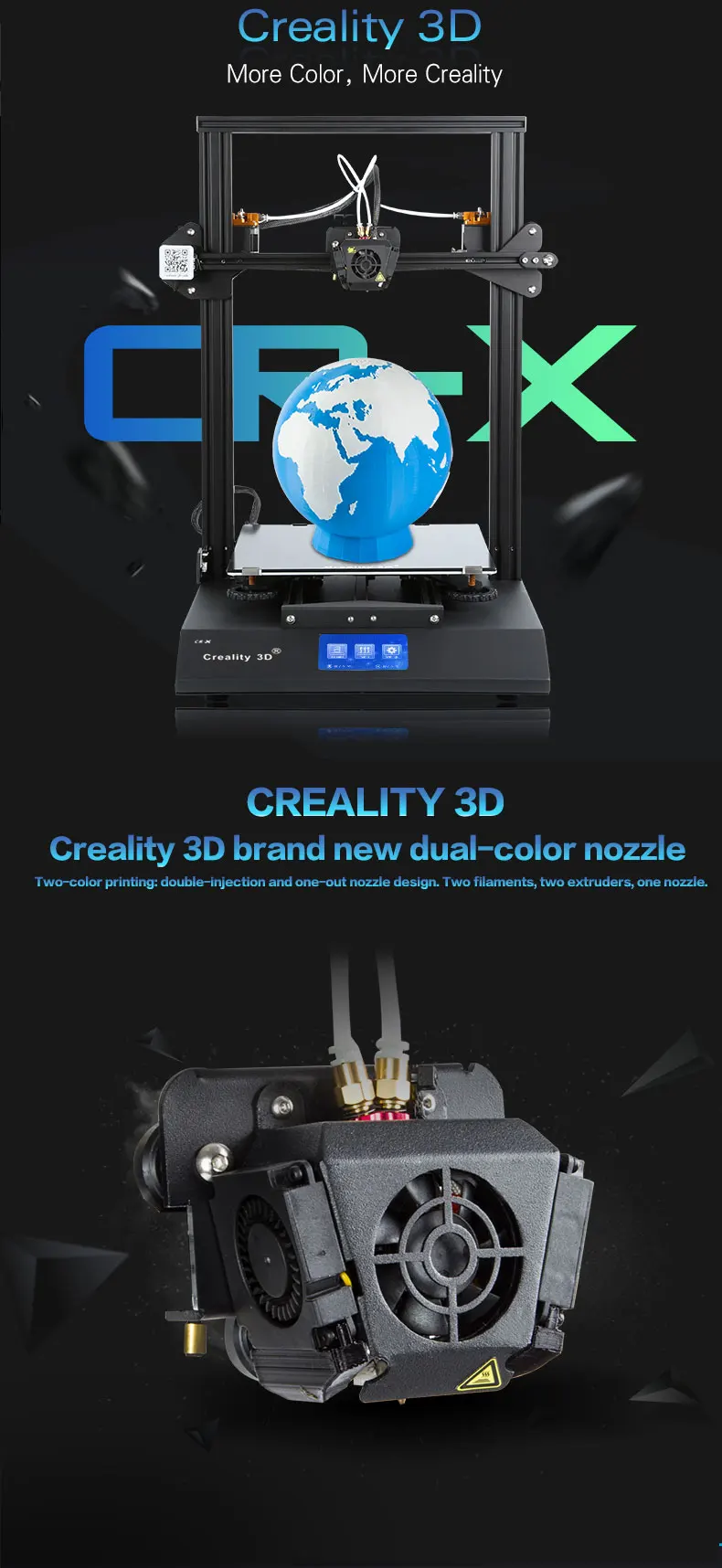 CR-X 3d принтер двойной-цветная насадка DIY комплект сенсорный экран большой размер печати двойной охлаждающий веер Creality 3D CR-X