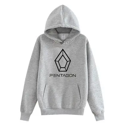 

New arrival PENTAGON logo printing fleece/thin hoodies kpop unisex fashion pullover loose sweatshirt 4 colors