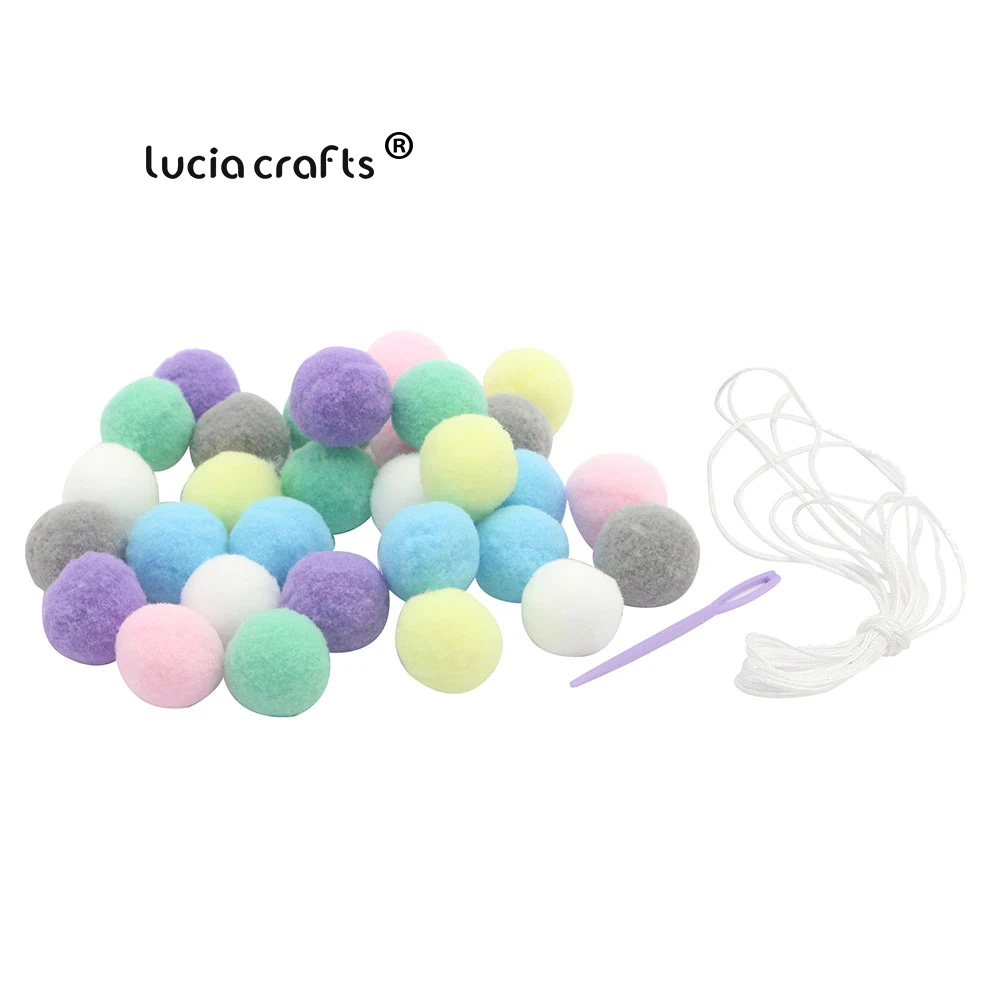 Lucia ремесла около 30 шт./лот шерсть фетровые шары скандинавском стиле DIY Детская комната украшения висят на стене Pom Poms реквизит J1006