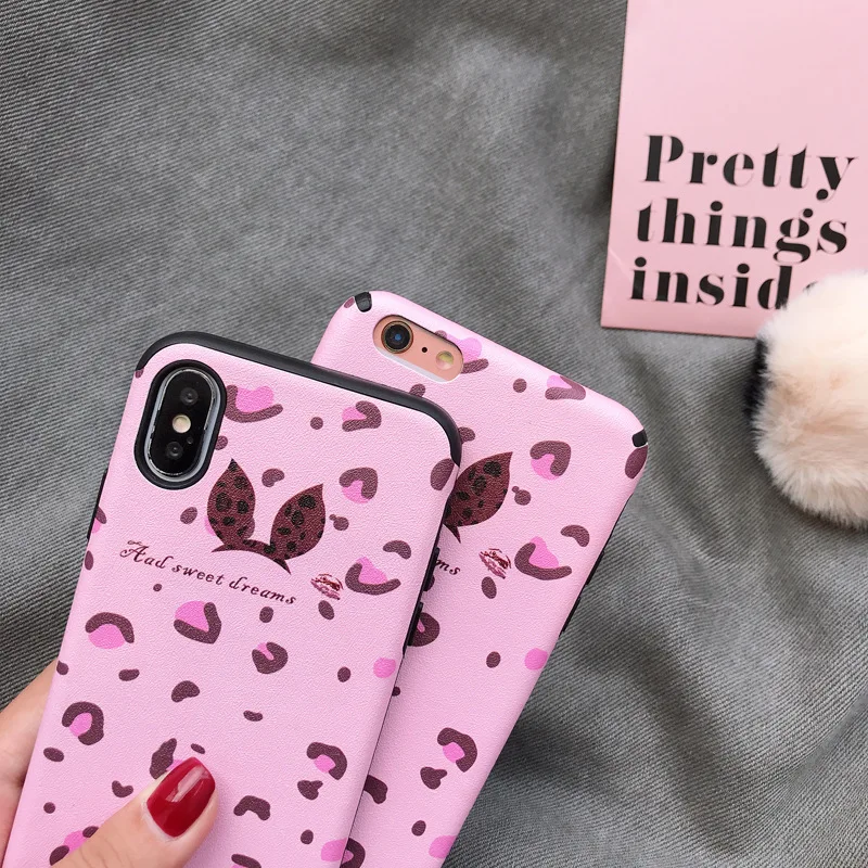 Для IphoneXS MAX/XR Стильный Шелковый узор кроличьи уши розовый леопард волосы мяч