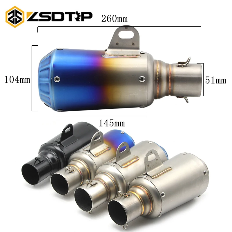 

ZSDTRP 35-51mm Universal Motorcycle Exhaust Muffler Escape Slip-On Pipe Fit Many Motorbike Scooter ATV For AK MSX125 KTM