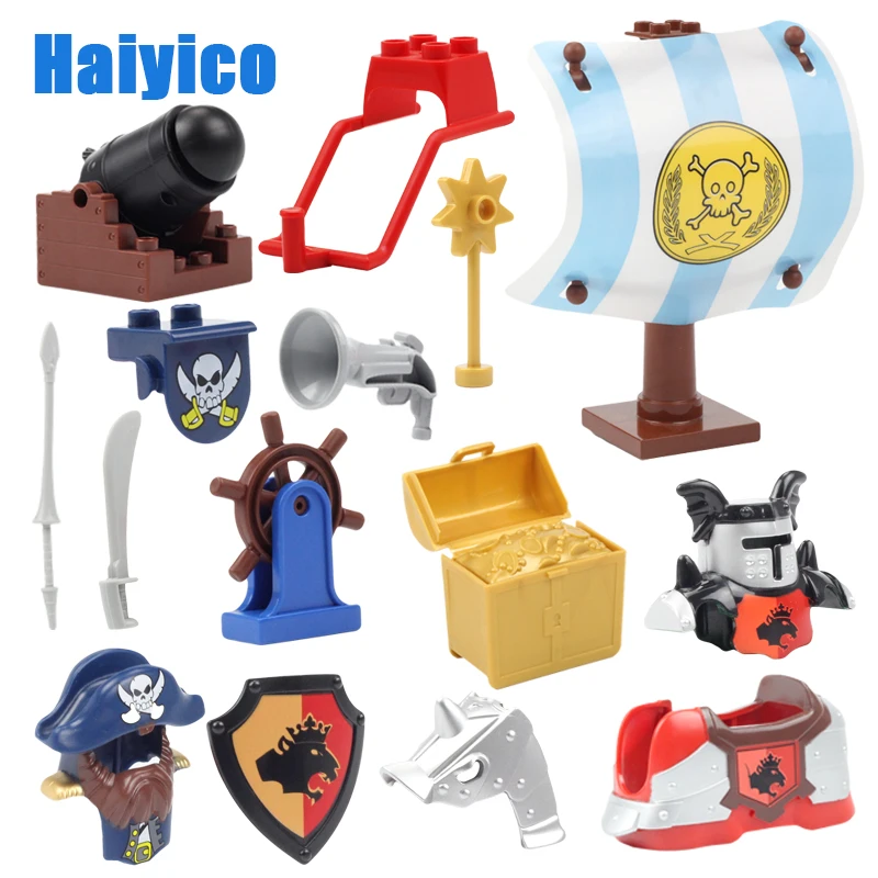 

War Big building blocks accessories castle knight pirate Sail Cannon armor compatible bricks Assemble blocks Toys children gift