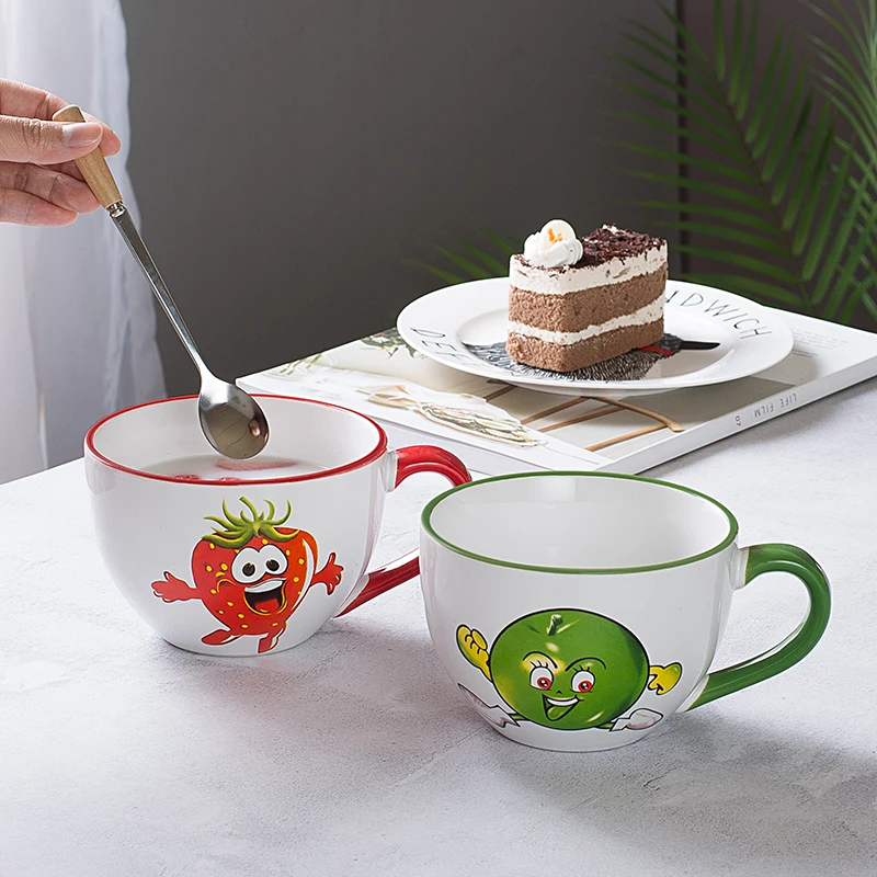 Милая кофейная кружка чашки для завтрака чая и кружки с ложкой керамическая