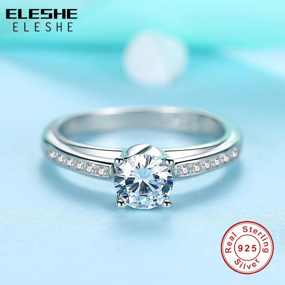 ELESHE, модное 925 пробы Серебряное кольцо на палец, свадебные ювелирные изделия, кольцо с австрийским кристаллом для женщин, обручальные кольца, подарок на день Святого Валентина
