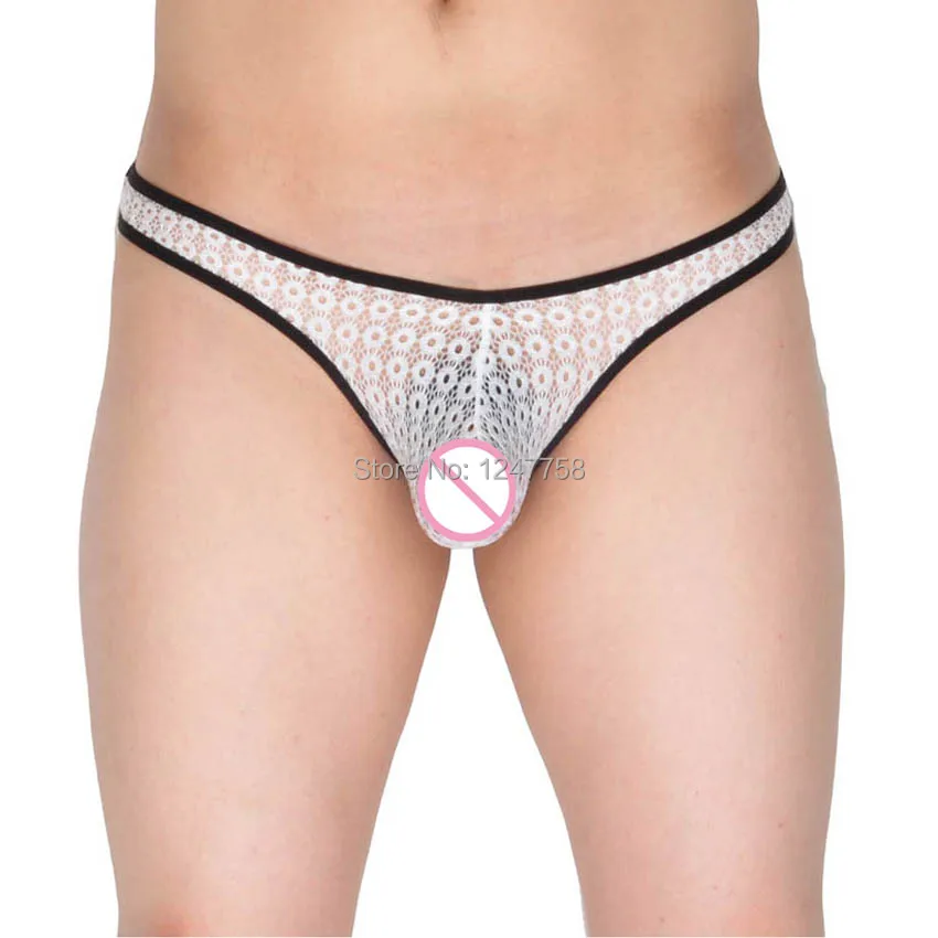 Мужские прозрачные кружевные стринги нижнее белье ультра микро бикини мужские