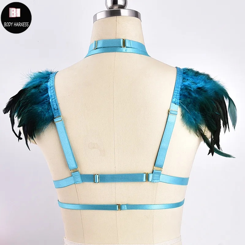 Голубые крылья ангела топы клетка для связывания готический бюстгальтер