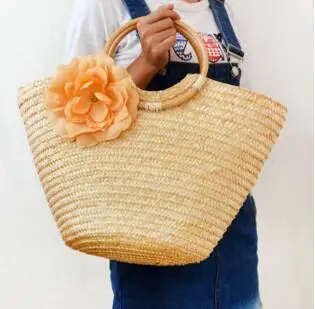 Ротанговая соломенная Цветочная сумка женская Клубничная пляжная | Багаж и сумки