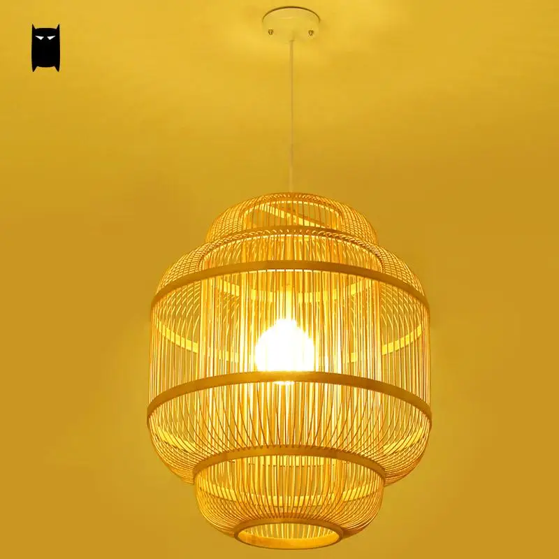 Бамбуковый Плетеный ротанговый абажур Фонарь подвесной светильник деревенский