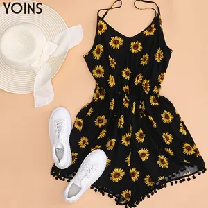 Женский богемный комбинезон YOINS, повседневный пикантный комбидресс с цветочным принтом, v-образным вырезом и открытой спиной, лето 2019