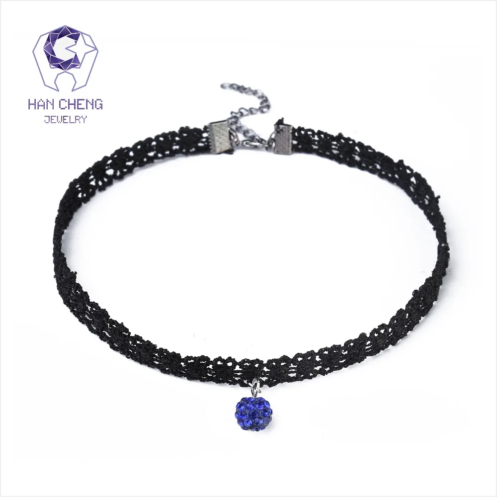 HanCheng Новая мода летняя кружевная лента горный хрусталь подвеска Колье женское