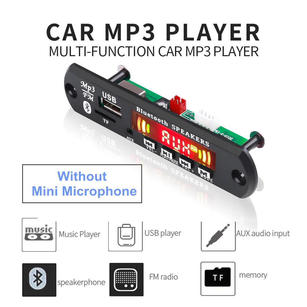 5 V-12 V автомобильное FM радио модуль Bluetooth Handsfree Car Kit USB TF карты 3,5 мм AUX Беспроводной WAV MP3 плеер декодер доард с Управление