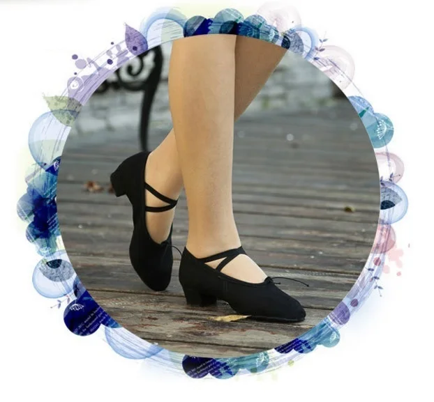 Розовые красные черные холщовые танцевальные туфли женские с мягкой подошвой