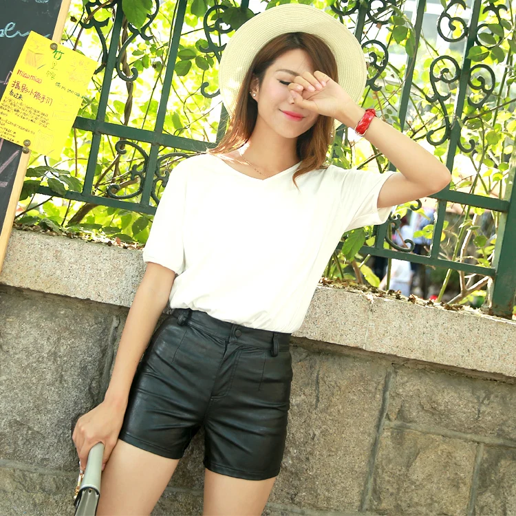 Girls Faux Leather Shorts Black 