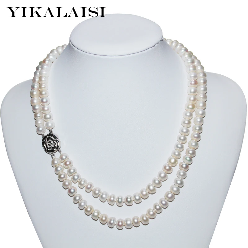 

YIKALAISI 2017 100% Natural Freshwater Pearl choker Necklace Pearl Necklace 925 sterling Silver jewelry For Women wedding gift