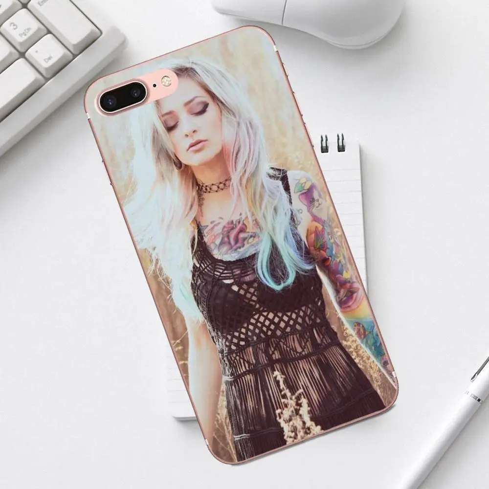 Чехол TPU для Galaxy Alpha Core Prime Note 4 5 8 S3 S4 S5 S6 S7 S8 S9 mini edge Plus с горячей блондинкой с татуировками на ноге.