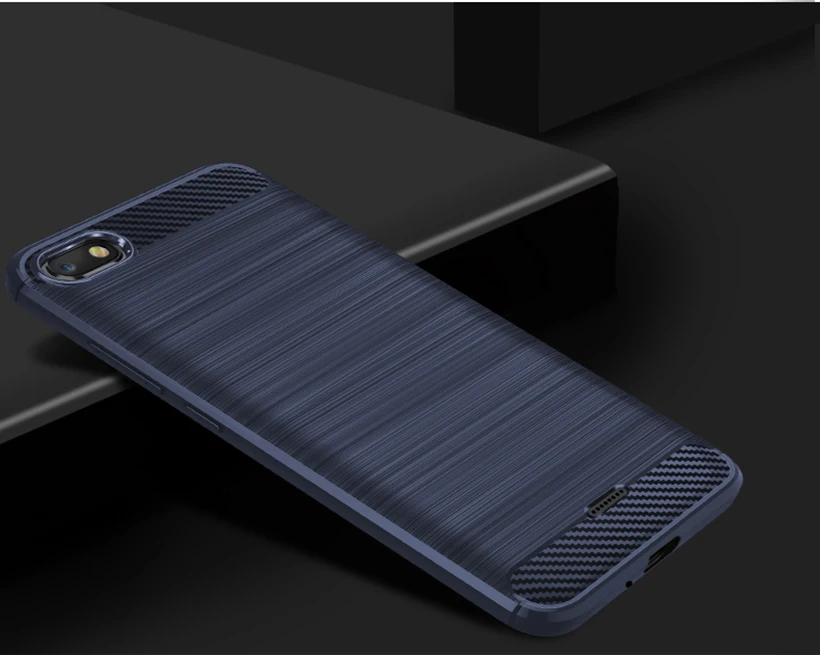 Чехол из углеродного волокна для Xiaomi Redmi 6A, противоударный чехол для телефона Redmi 6 A Redmi6A, чехол 360, полная защита, бампер, оболочка - Цвет: Синий