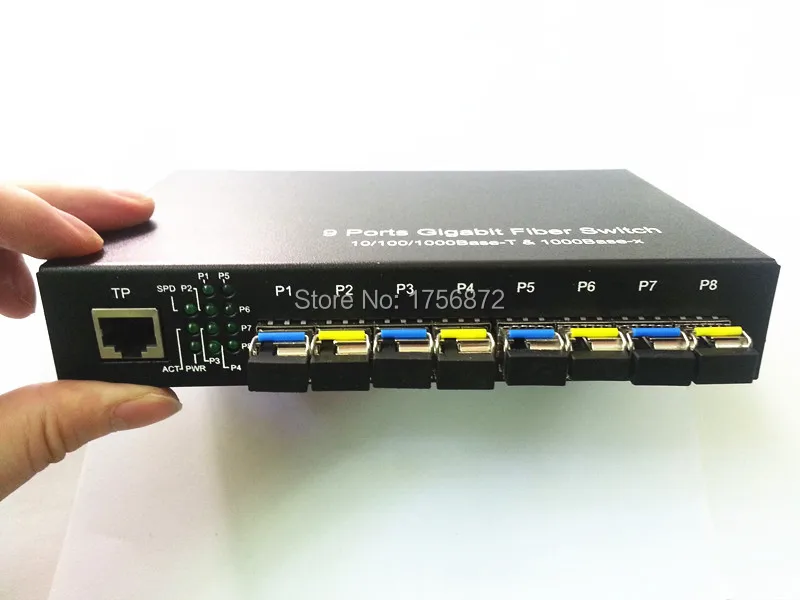 8 гигабайт SFP и 1 1000 Мбит/с Tx-порт волоконный коммутатор медиаконвертер одно