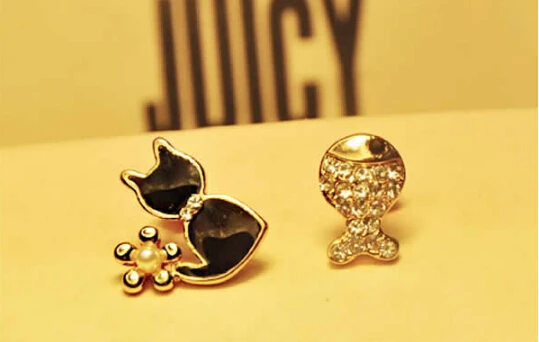 Симпатичные женские серьги в виде животных клипсы для ушей кошка