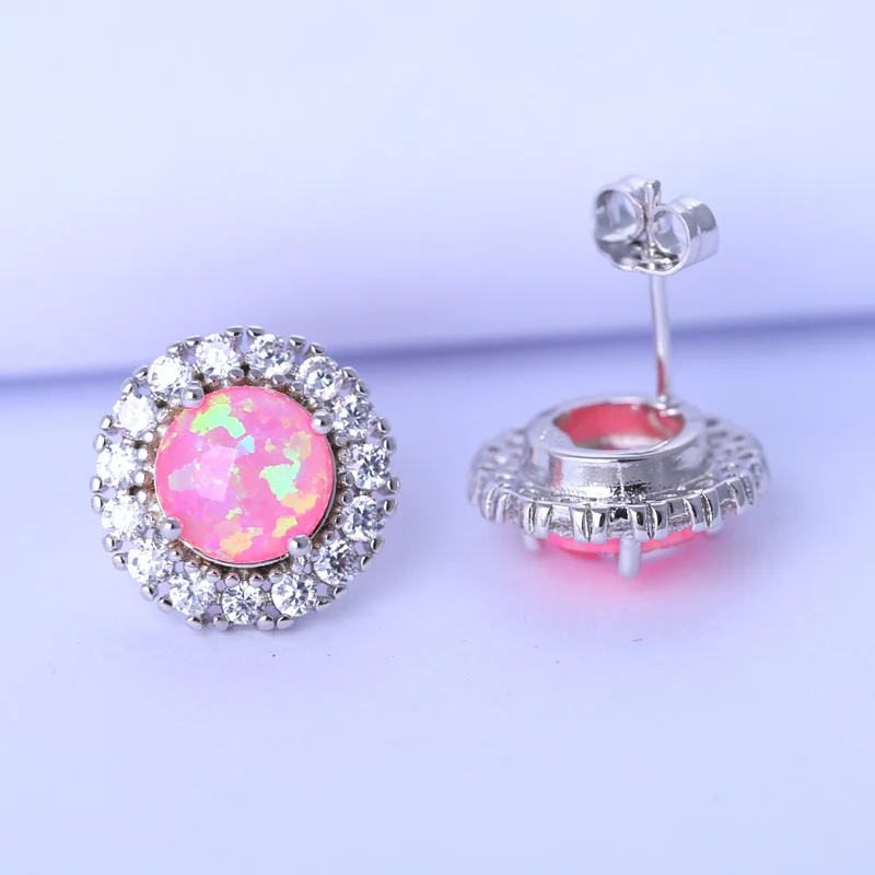 Ayowei Новые поступления Розовый огненный опал белый кристалл серебро модные