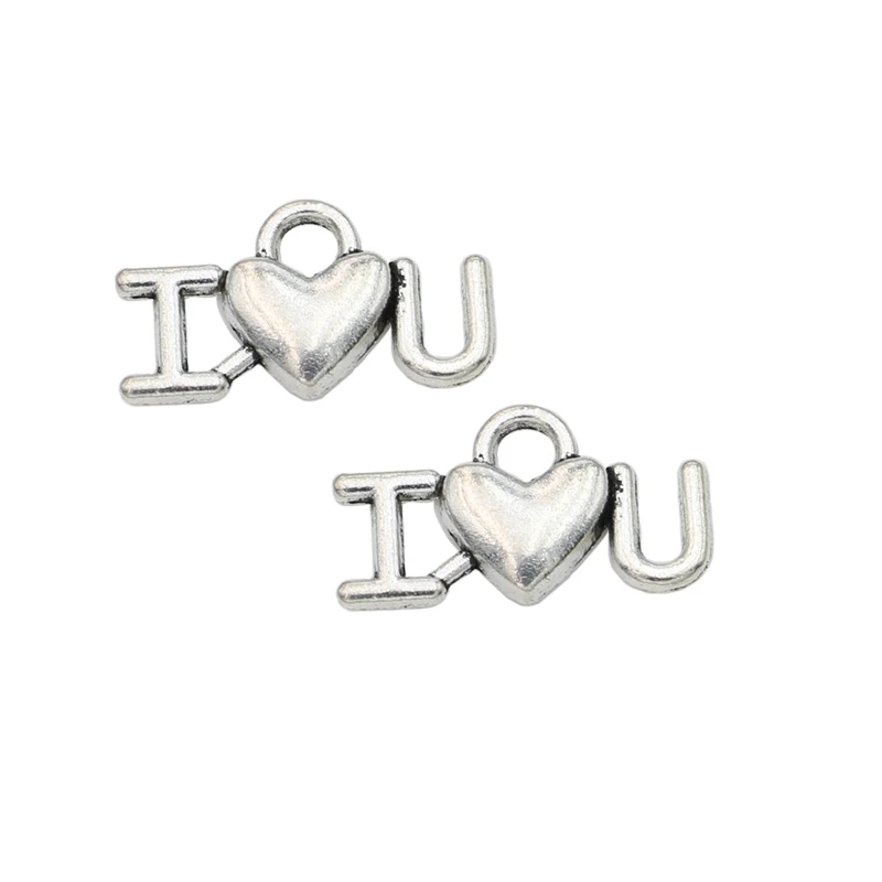 JAKONGO античное посеребренное подвески для браслета с надписью I Love You аксессуары