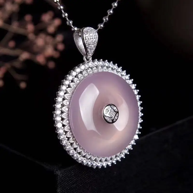 Натуральный Бразилия высокое фиолетовые халцедон Агат Пряжка Подвеска|gift
