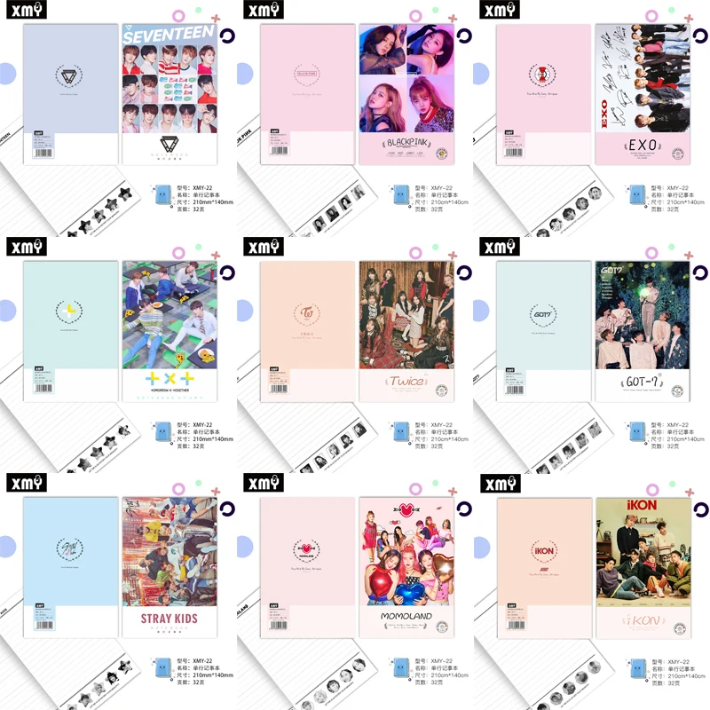 1 шт. KPOP Blackpink TXT STRAYKIDS SEVENTEEN TWICE GOT7 мини дневник записная книжка канцелярские принадлежности памятки принадлежности для ноутбуков вентилятор подарок