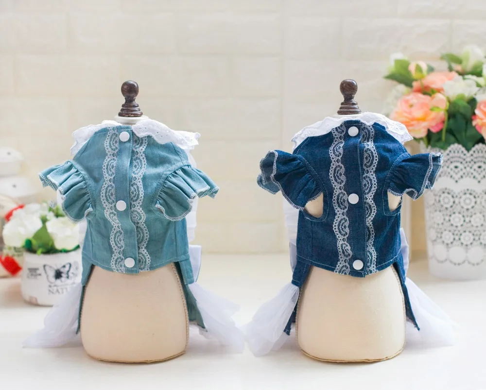 Европейская Женская одежда из джинсовой ткани для домашних питомцев новинка