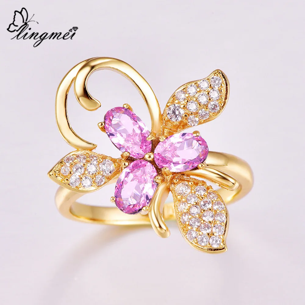 Новое поступление женских ювелирных изделий lingmei с бабочкой розовое фиолетовое и