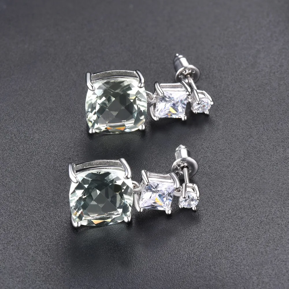 Hutang 7.79ct натуральный зеленый серьги с аметистом 925 пробы Серебряный Драгоценный Камень Изящные элегантные классические ювелирные изделия для женщин подарок