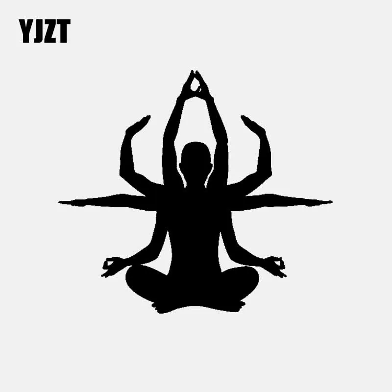 

YJZT 13.4CM*11.8CM Car Sticker Vinyl Decal Meditation Buddhism Hinduism Black/Silver C3-1537