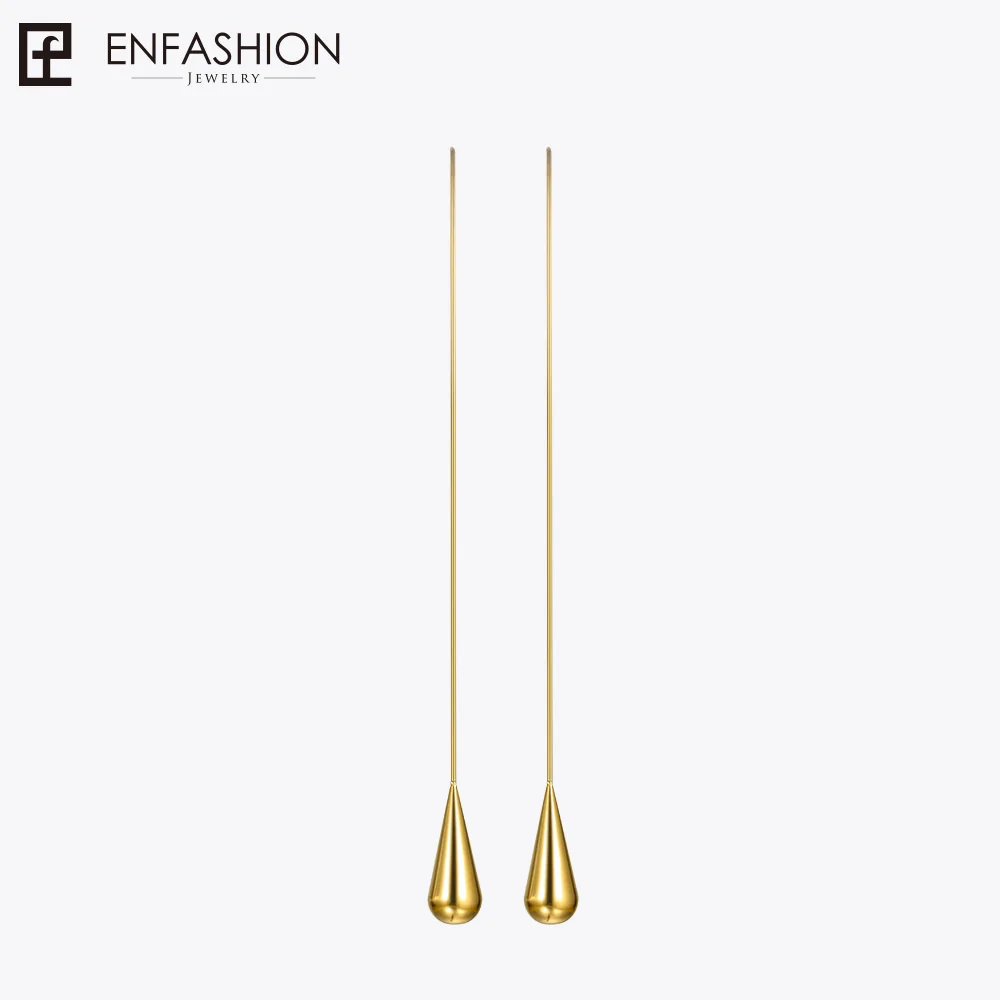 Enfashion, висячие серьги в форме капли воды, серьги золотистого цвета, висячие серьги для женщин, длинные серьги, модные ювелирные изделия brinco - Окраска металла: Long drop gold