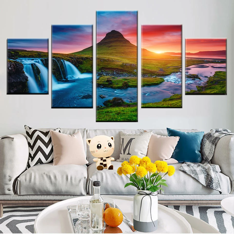 Домашний декор Гостиная Wall Art рисунок на холсте 5 Панель красивые исландский