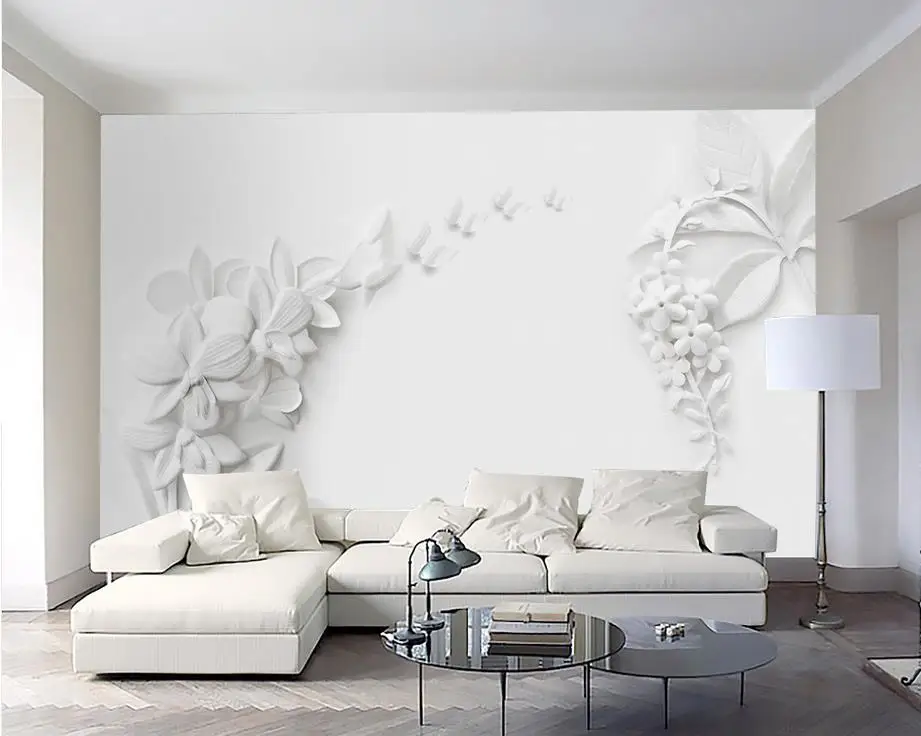 3D обои для комнаты современные минималистичные Настенные с изображением орхидеи