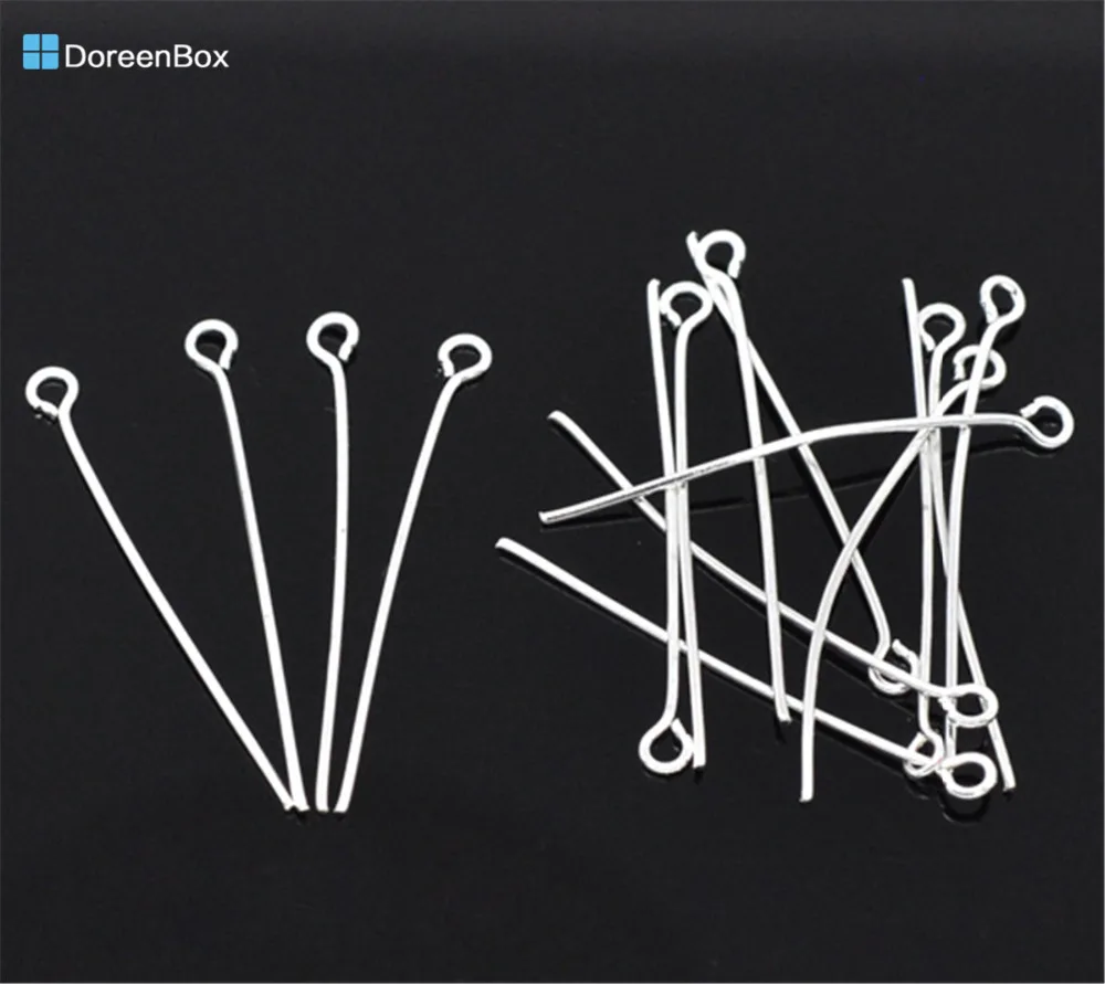 

Doreen Box Lovely 400PCs Silver color Eye Pins 35x0.7mm(21 gauge) (B01725)