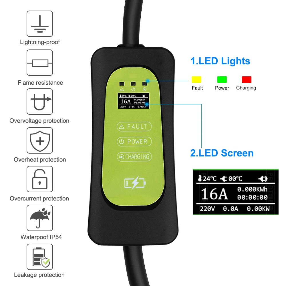 Автомобильное зарядное устройство WonVon Level 2 EV J1772 портативное для электромобиля