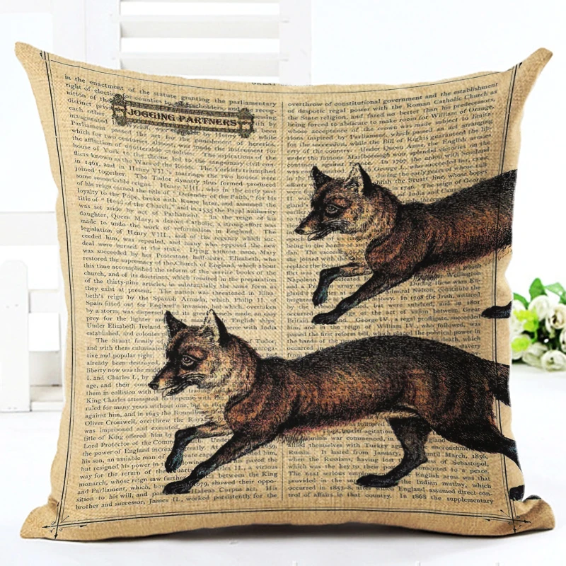 2017 европейский стиль с животными в стиле ретро квадратный льняной принтом декор