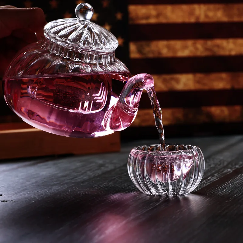 Набор термостойких стеклянных чашек в полоску 600 мл 6 шт./компл. стеклянный теплый