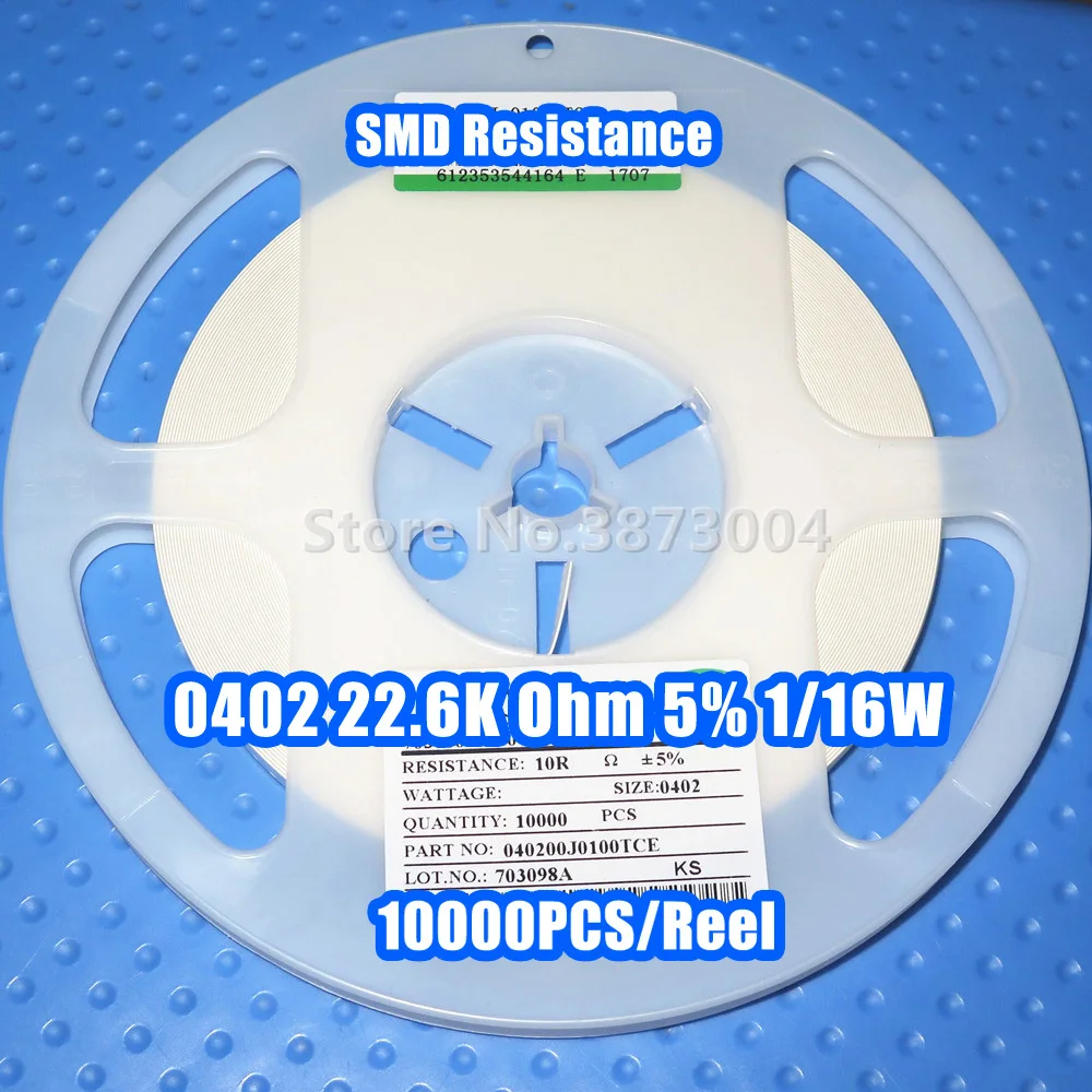 

1 Reel 0402 22.6K 22.6K Ohm 5% 1/16W SMD resistance 10000PCS/Reel
