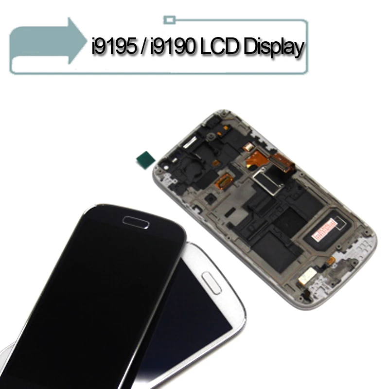 Для samsung Galaxy S4 Mini lcd i9190 i9195 дисплей сенсорный экран дигитайзер с рамкой в сборе