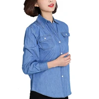 add pure cotton size s 4xl cowboy blue joker loose lovers coat european women long sleeve casual denim shirts high quality