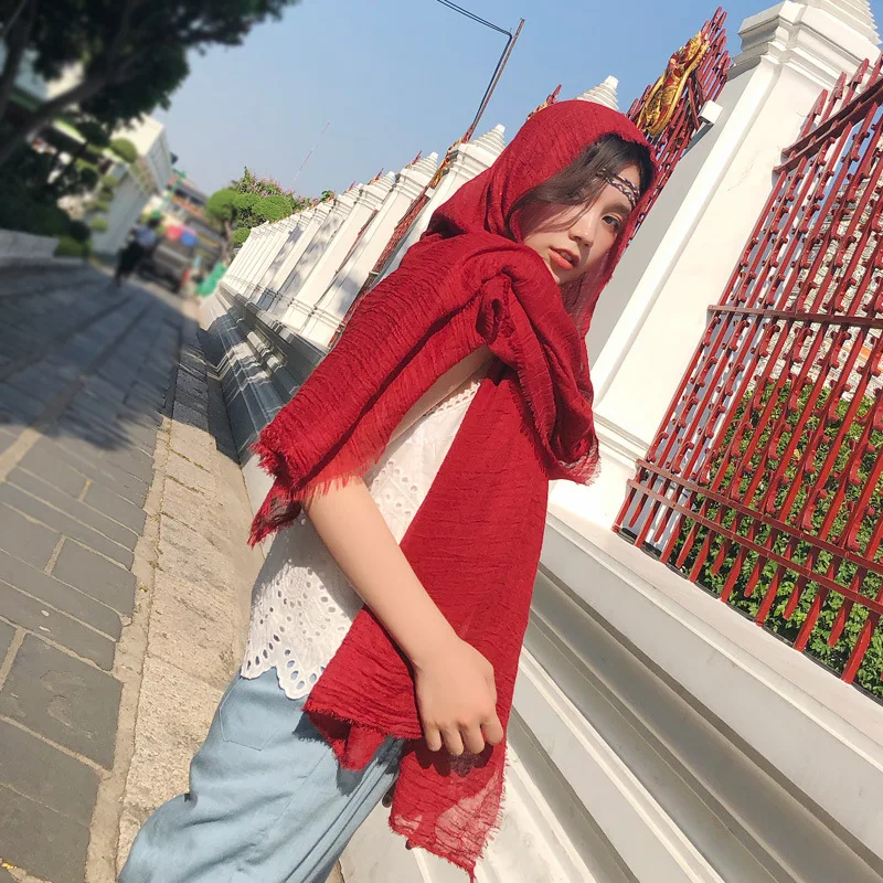 

New fashion women tassel elegant scarf female winter wild thin light fresh outdoor holiday temperament comfortable soft shawl