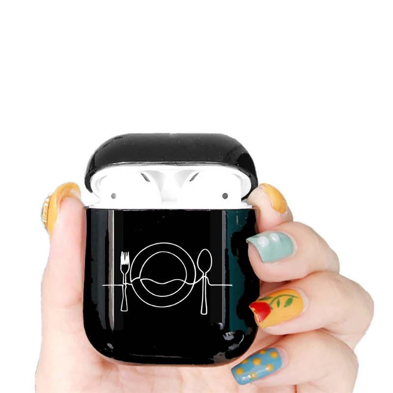 I01015S Милый чехол для Apple airpods, чехол с мультяшным граффити, мессенджем и цитатами, Bluetooth, чехол для наушников Airpods, черный Жесткий Чехол - Цвет: I01015S