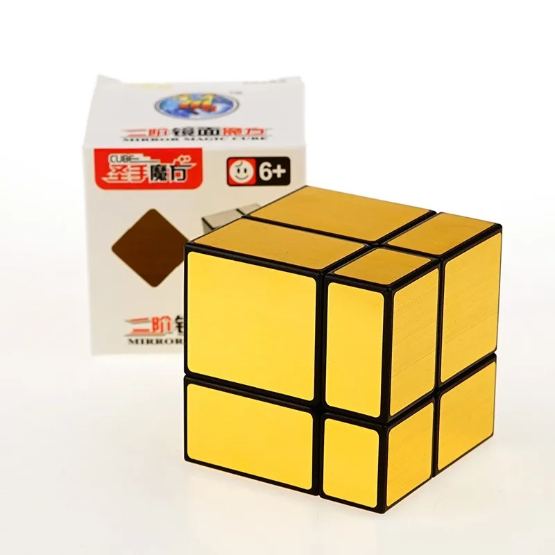 ShengShou 2X2 зеркальный куб с глянцевым покрытием головоломка Twisty Maigic куб обучающий игрушки Cubo Magico Рождественский подарок золото