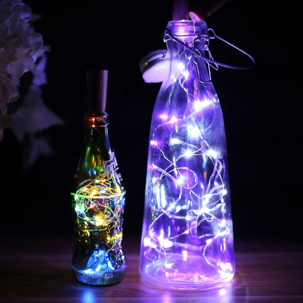 2M LED Cork light Bottle stopper lamp copper wire string Battery Powered creative Outdoor Party lantern fire tree decor | Освещение