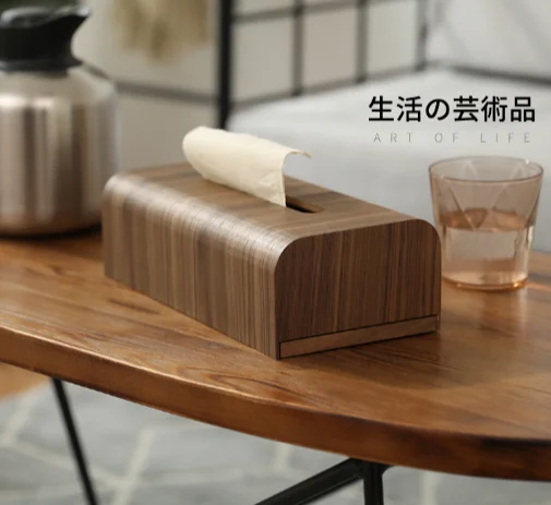 Japanese-style Wooden Tissue Box Household Paper Table Creative Desktop Storage Simple Fashion Living Room Q190 | Дом и сад