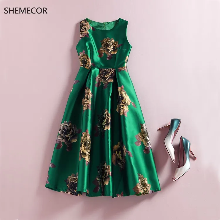 SHEMECOR, осень, новое женское платье Mori Girl, свежий стиль, цветок лотоса, цветочный принт, высокая талия, ТРАПЕЦИЕВИДНОЕ платье без рукавов, голубое, розовое, размера плюс