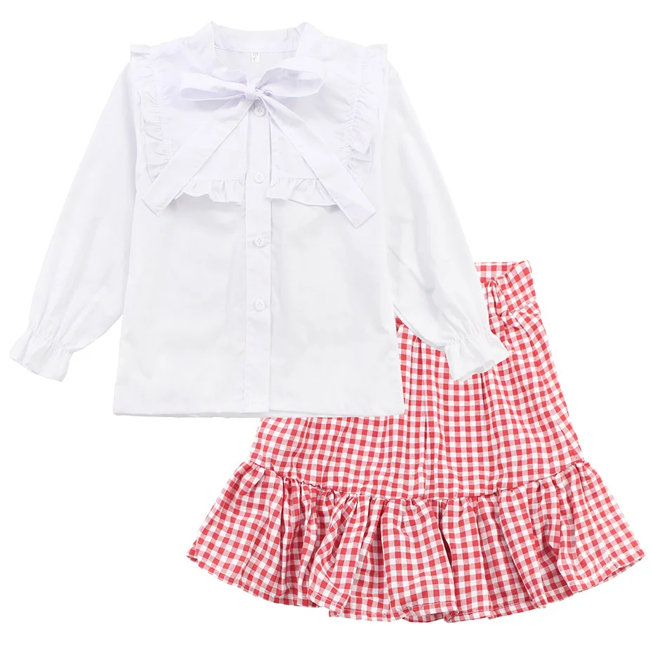 Комплект детской одежды для девочек костюм с длинными рукавами белая блузка